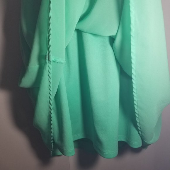 Mine Womens S Lime Mint Green Sundress Mini Dress Macrame Like Razor Back - Picture 12 of 16